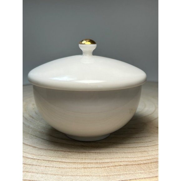 Porcelain Lidded Tea Cup or Trinket Dish Floral Butterfly Gold Accents - Picture 5 of 9